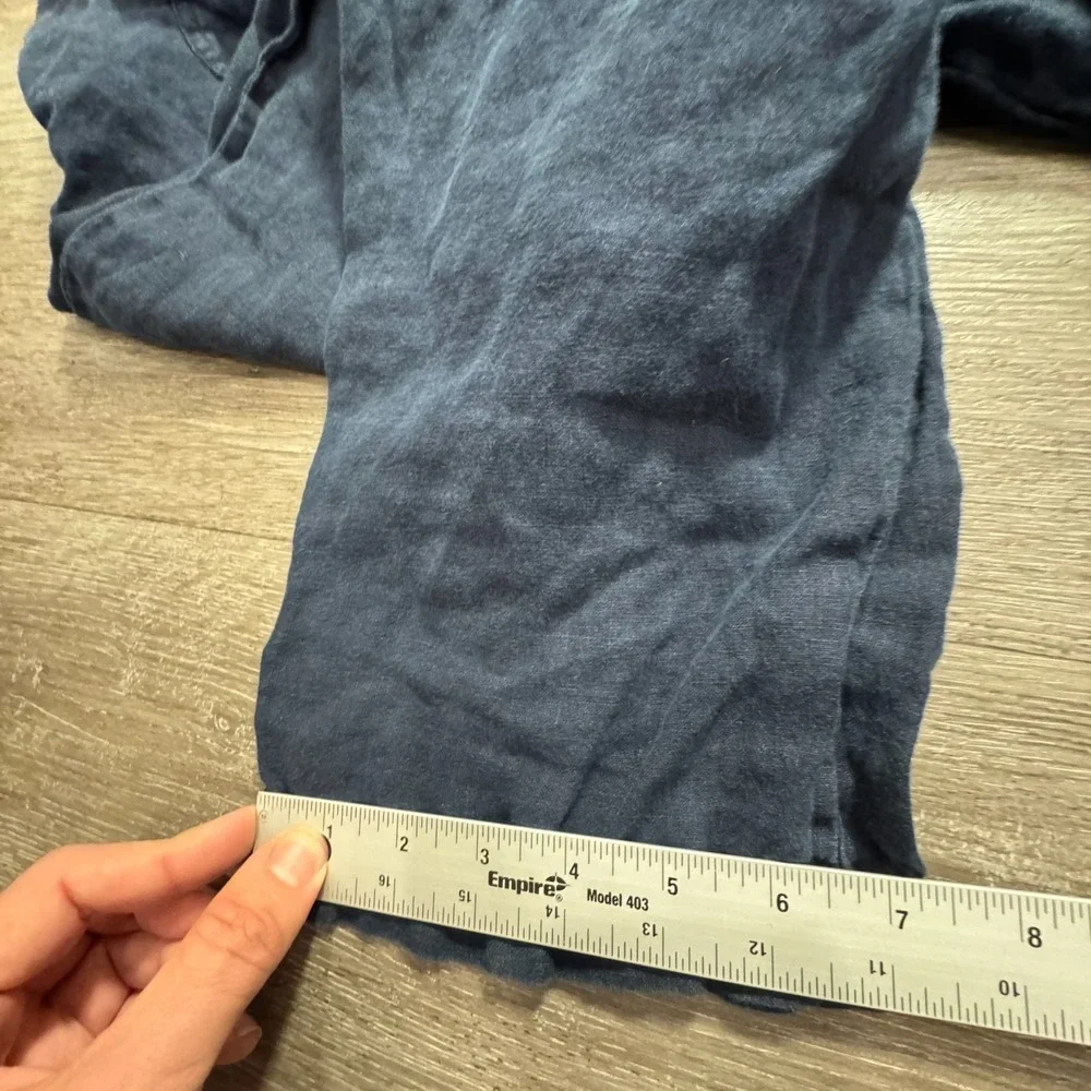 Quince Pants Womens Large Blue 100% Linen Pullon Costal Lounge Comfort 32x25